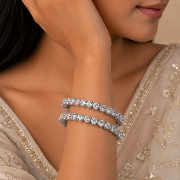 Yamika Glow Silver Bangles