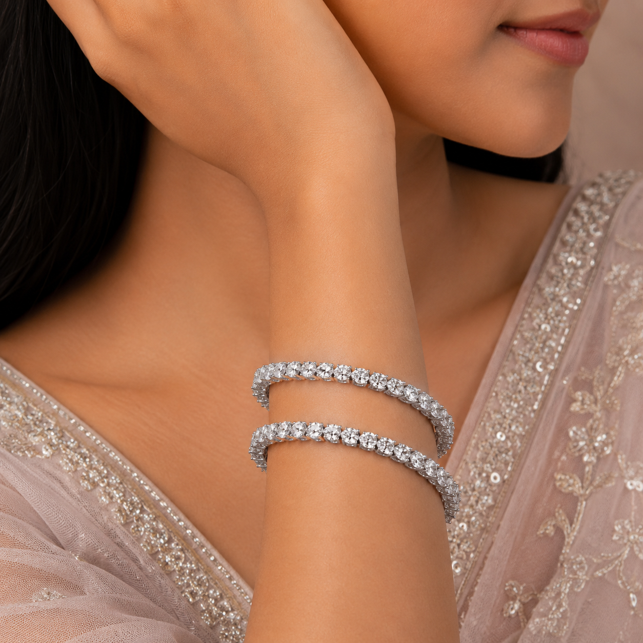 Luxe Tennis Silver Bangles
