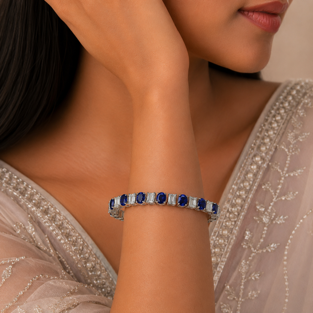 Rhea Blue Elegance Silver Bracelet