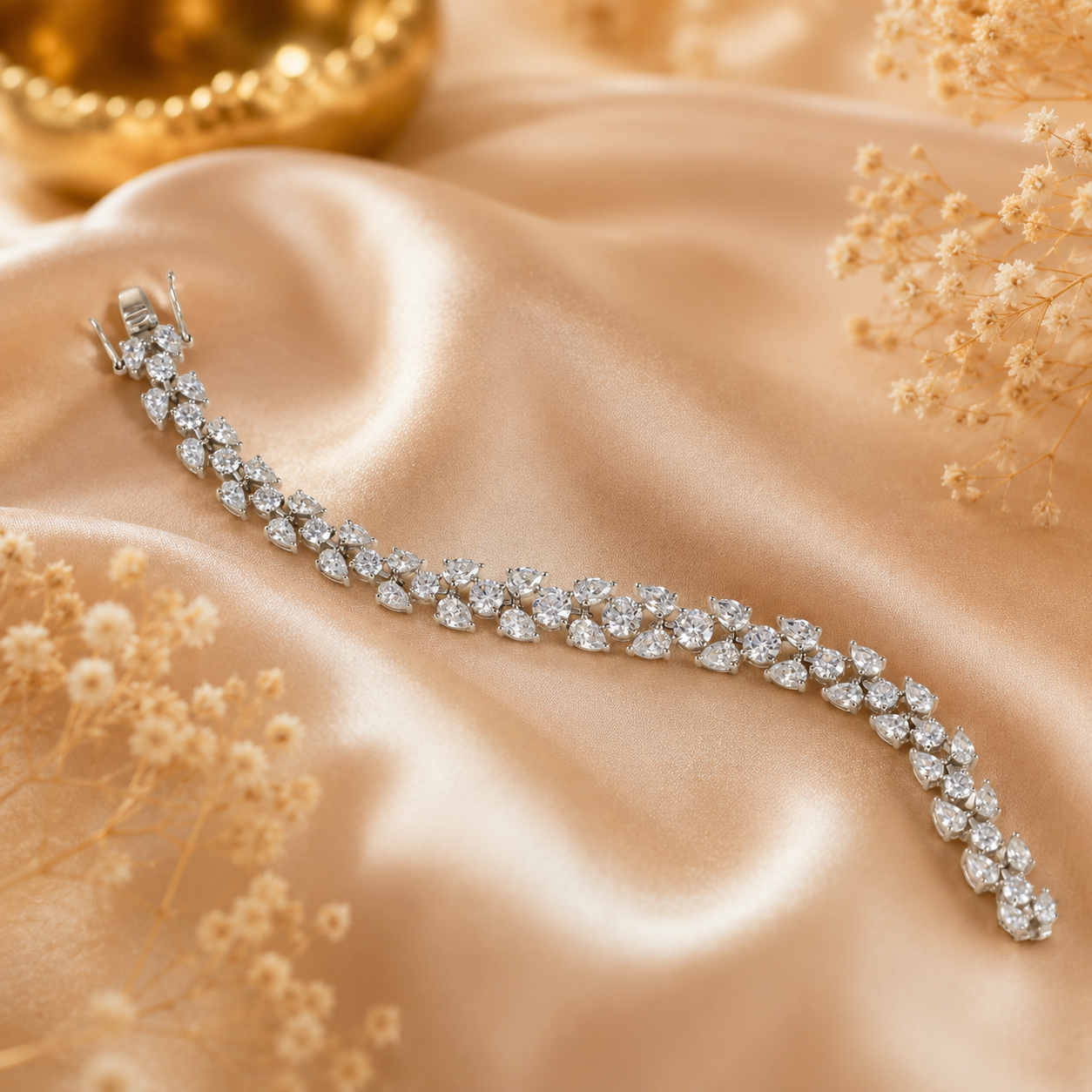 Kiyana Floral Radiance Silver Bracelet