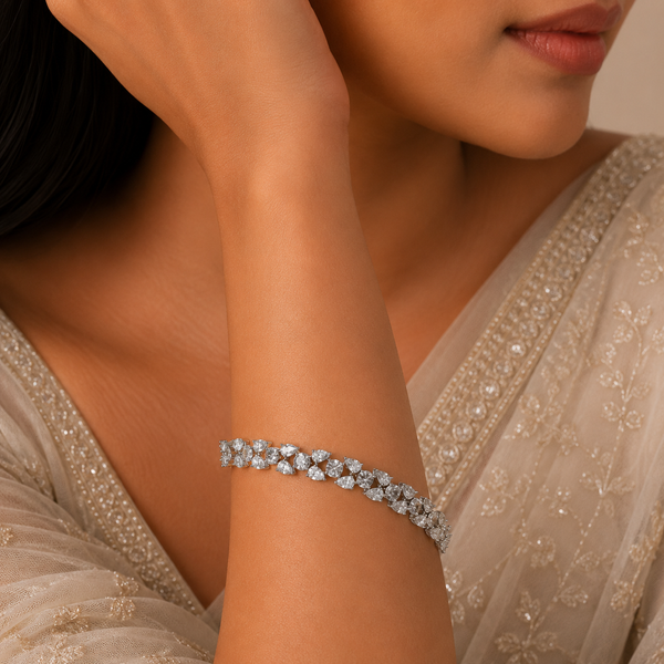 Kiyana Floral Radiance Silver Bracelet
