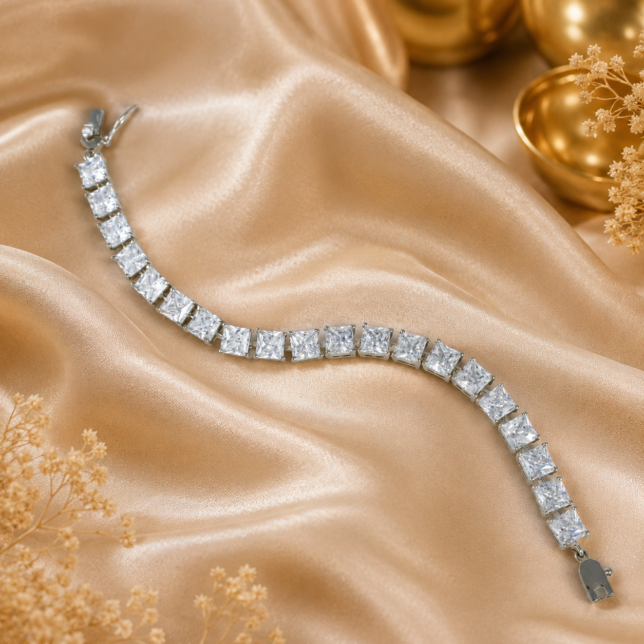 Crystal Crown Silver Bracelet