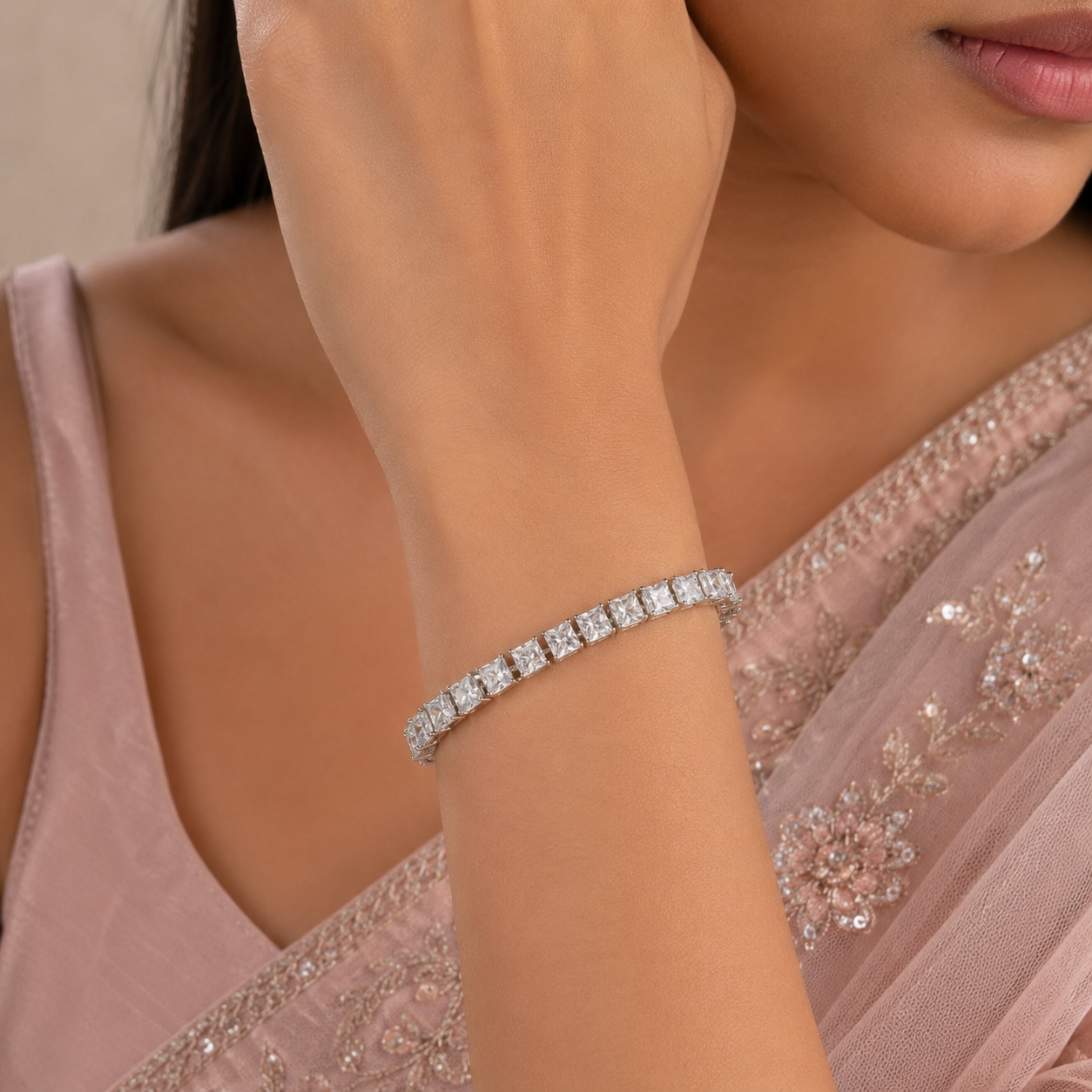 Crystal Crown Silver Bracelet