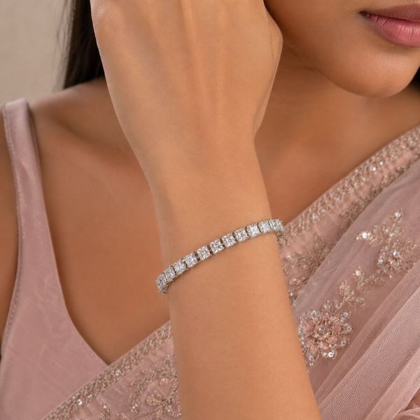 Crystal Crown Silver Bracelet