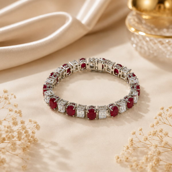 Seema Crimson Glow Silver Bracelet