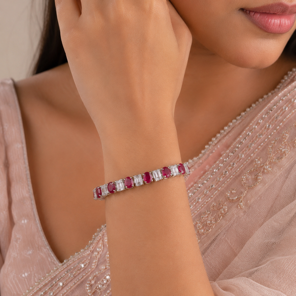Seema Crimson Glow Silver Bracelet
