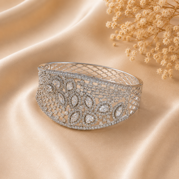 Diya Floral Elegance Silver Bracelet