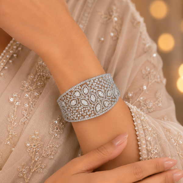 Diya Floral Elegance Silver Bracelet