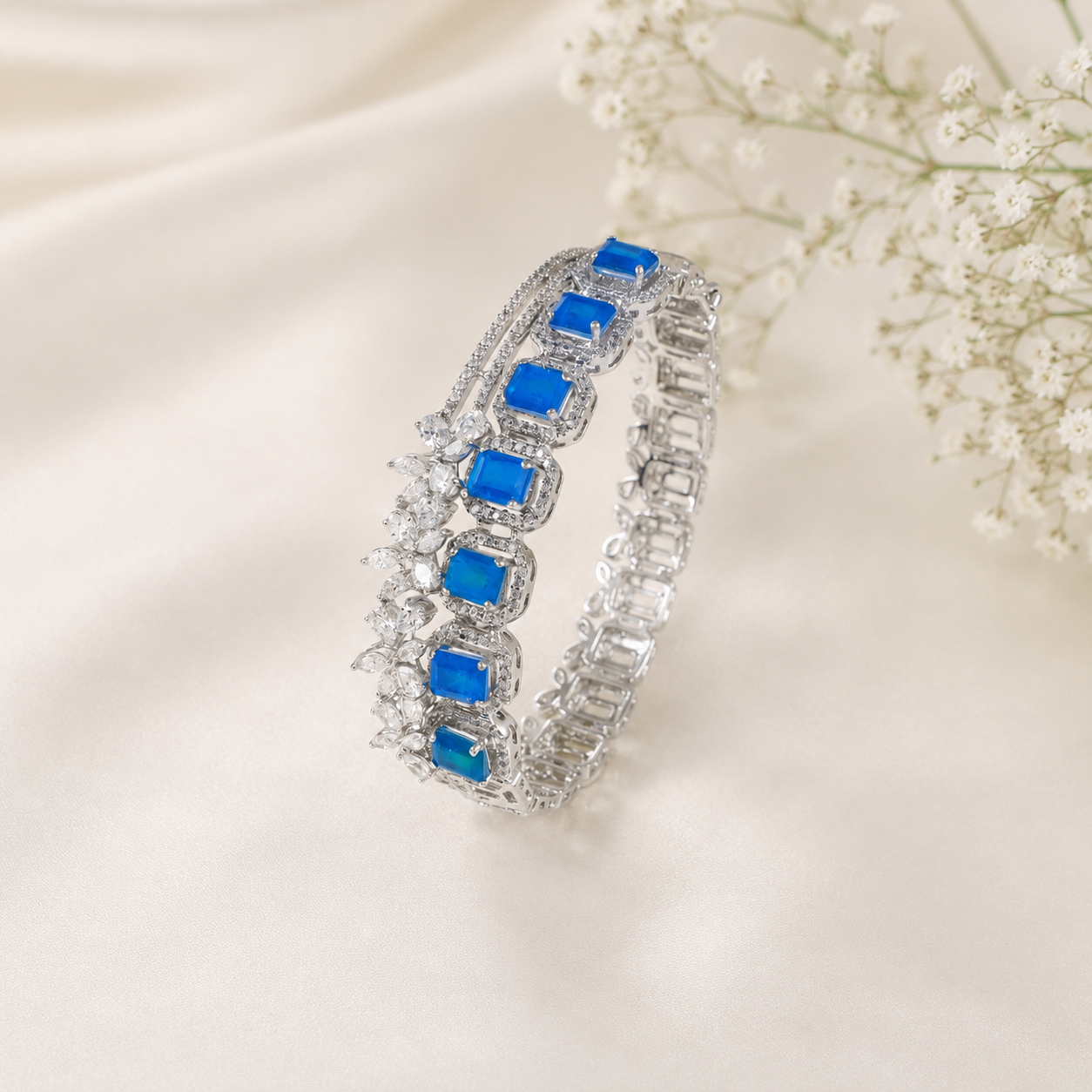 Zara Blue Blossom Silver Bracelet