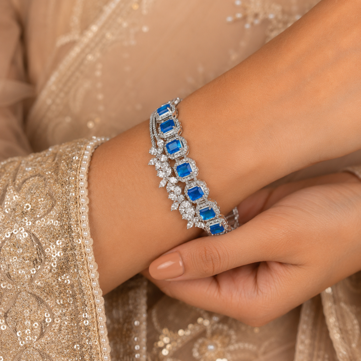 Zara Blue Blossom Silver Bracelet