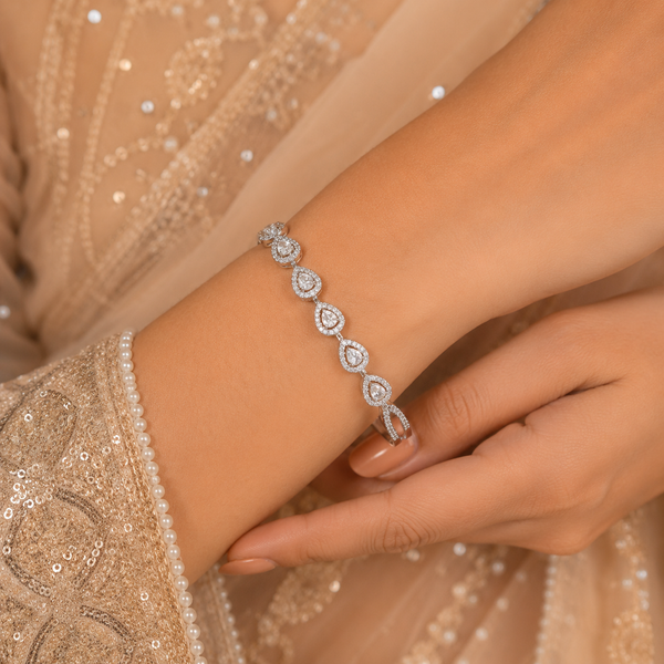 Diya Teardrop Charm Silver Bracelet