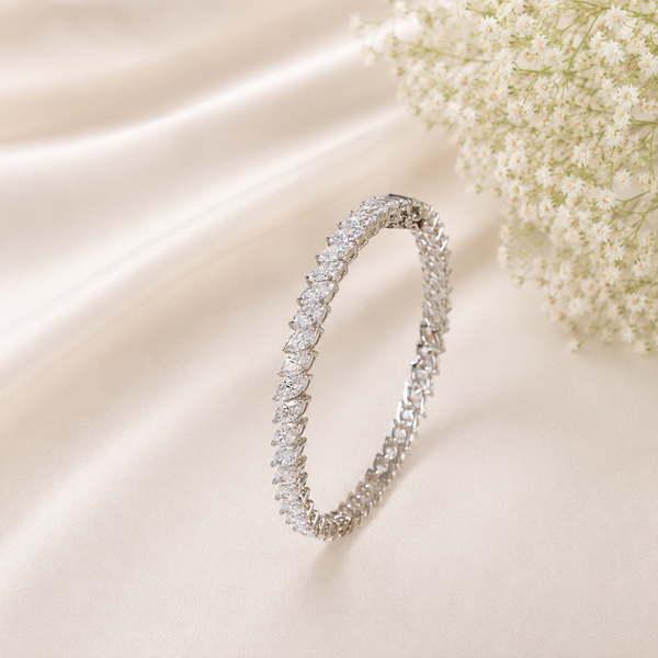 Kiara Marquise Grace Silver Bangle