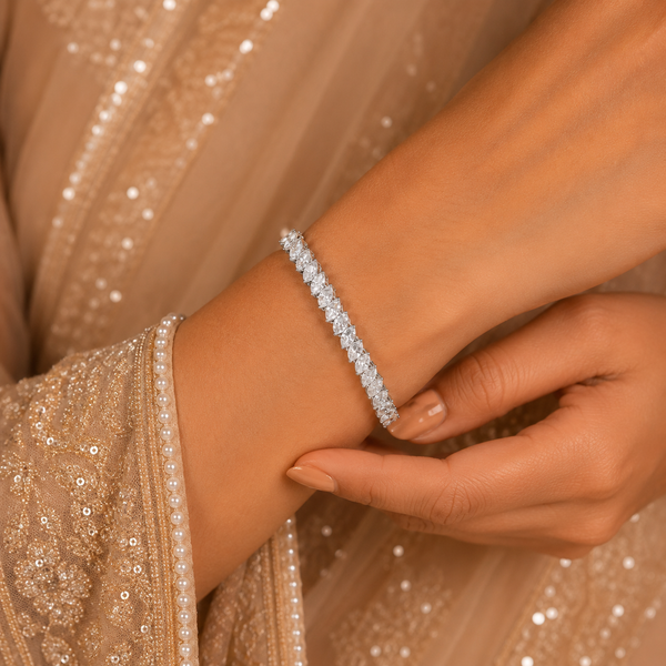 Kiara Marquise Grace Silver Bangle