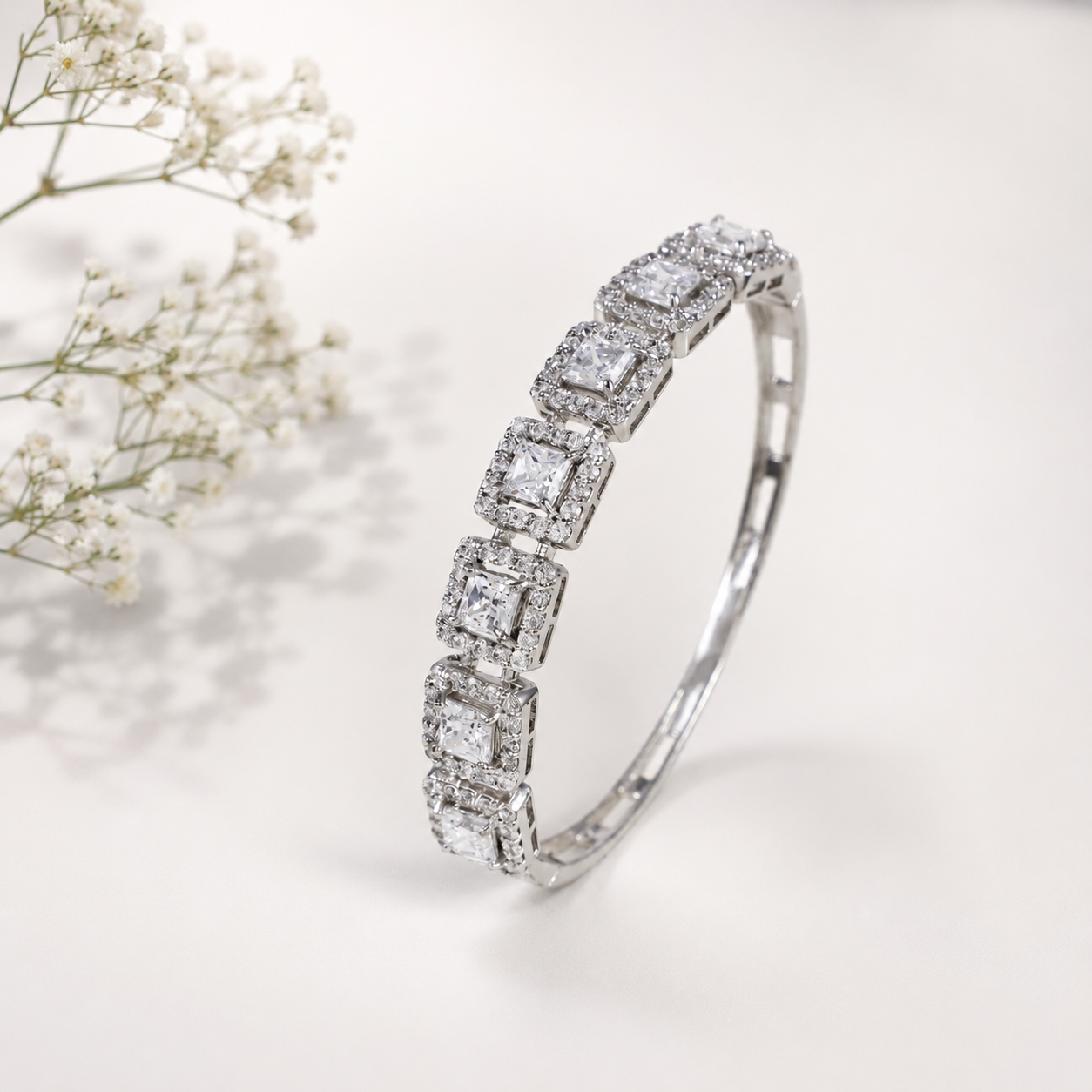 Princess Cut Silver Bracelet