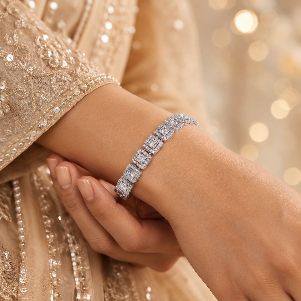 Princess Cut Silver Bracelet