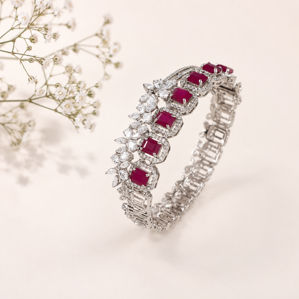 Falguni Ruby Vine Silver Bracelet
