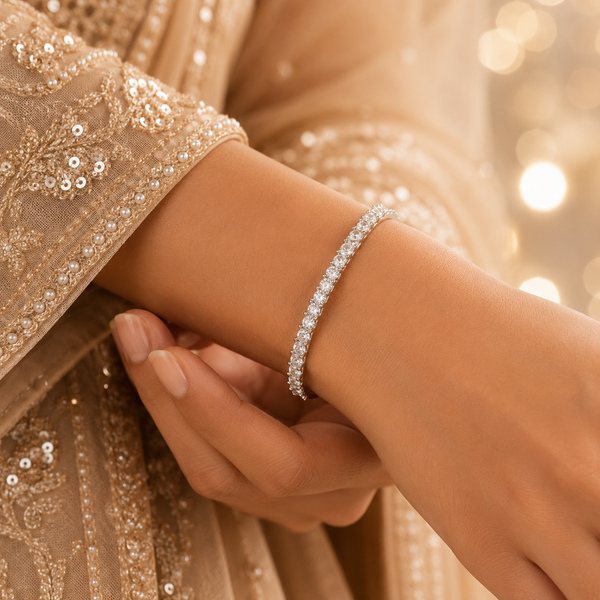Evika Moonlight Tennis Silver  Bracelet