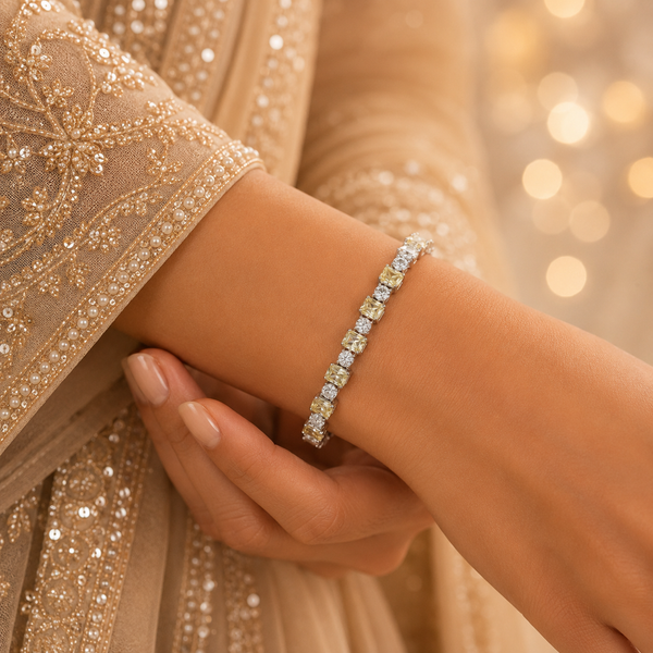 Anvika Sunshine Crystal Silver Bangle