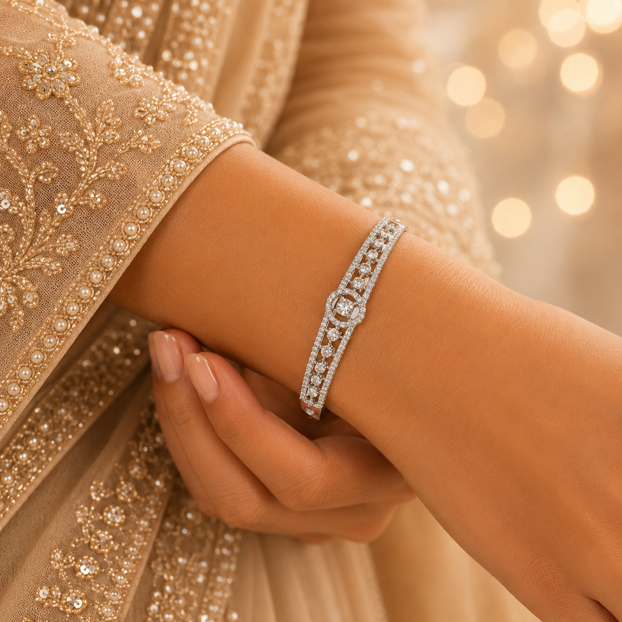 Vanya Heart Glow Silver  Bracelet