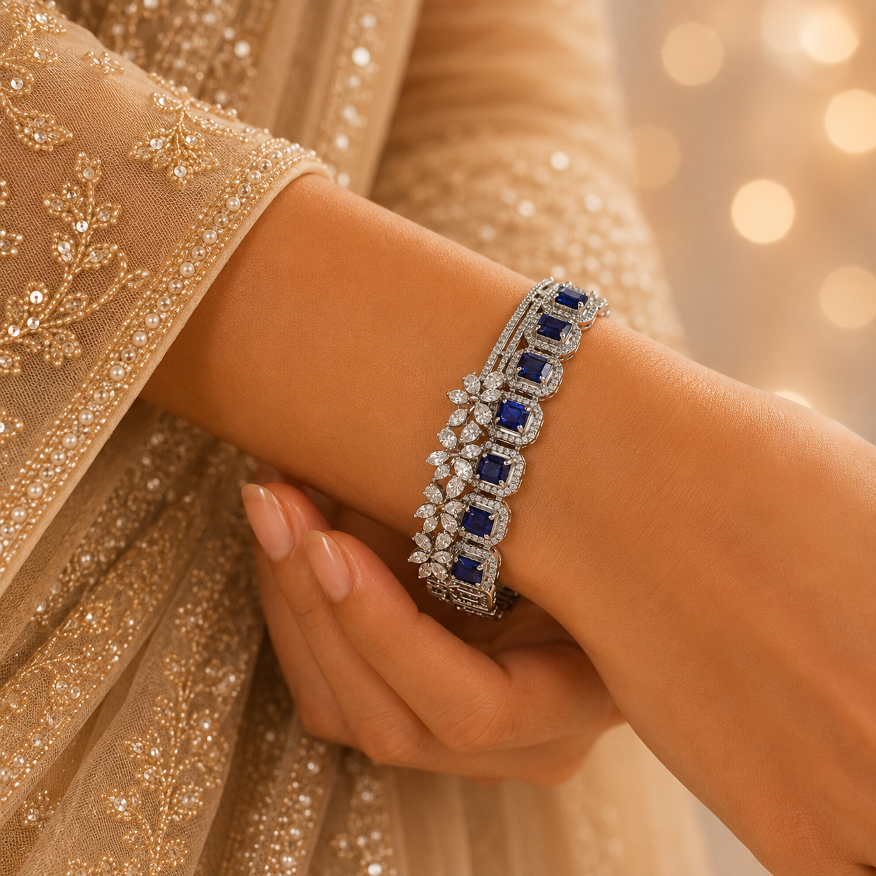 Shanaya Blue Radiance Silver Bracelet