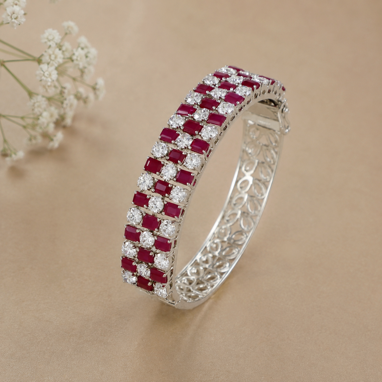 Ivana Crimson Crown Silver Bracelet