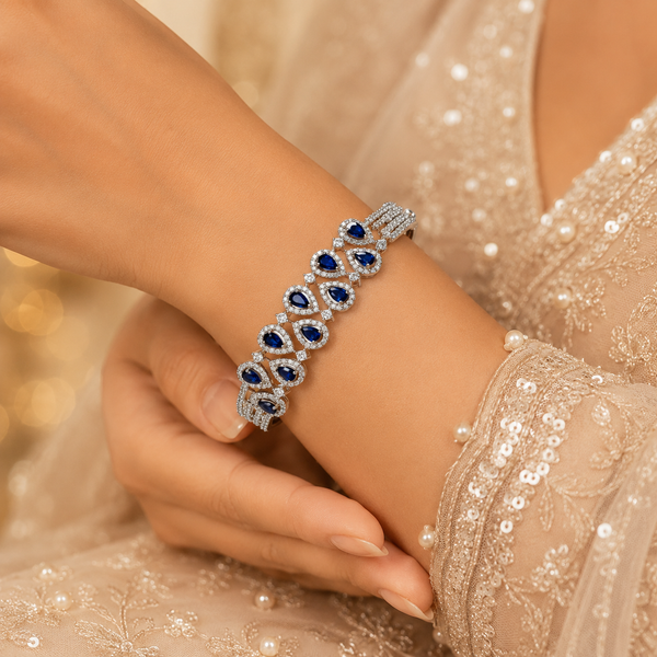 Veda Blue Blossom Silver Bracelet