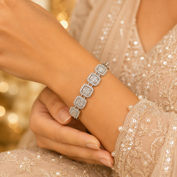 Ritika Regal Square Silver Bracelet