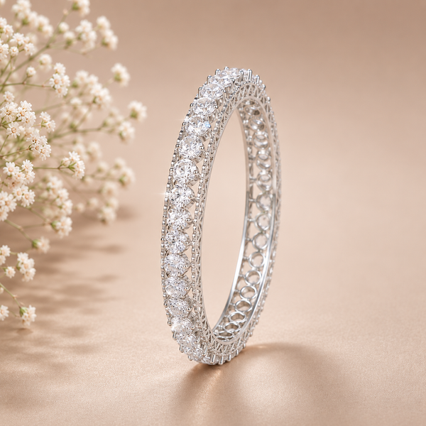 Baani Snowflake Shine Silver Bangle