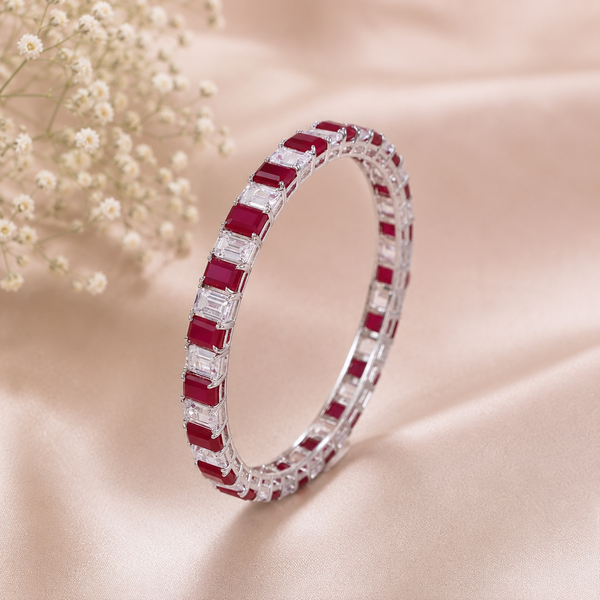 Kiara Ruby Radiance Silver Bangle