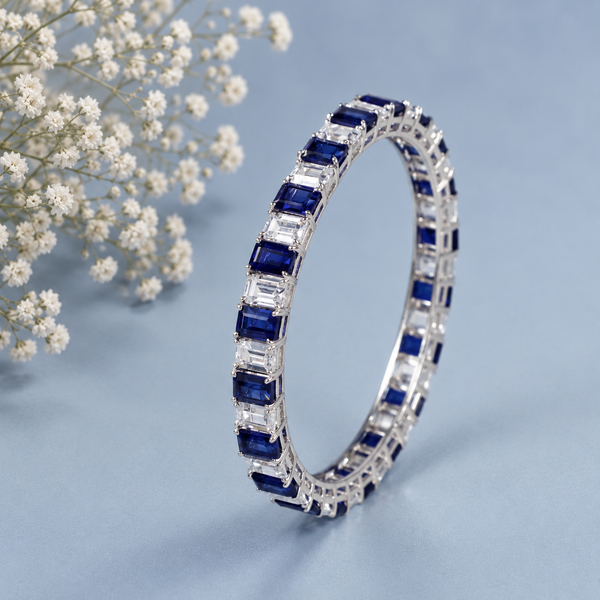 Yashvi Blue Radiance Silver Bangle