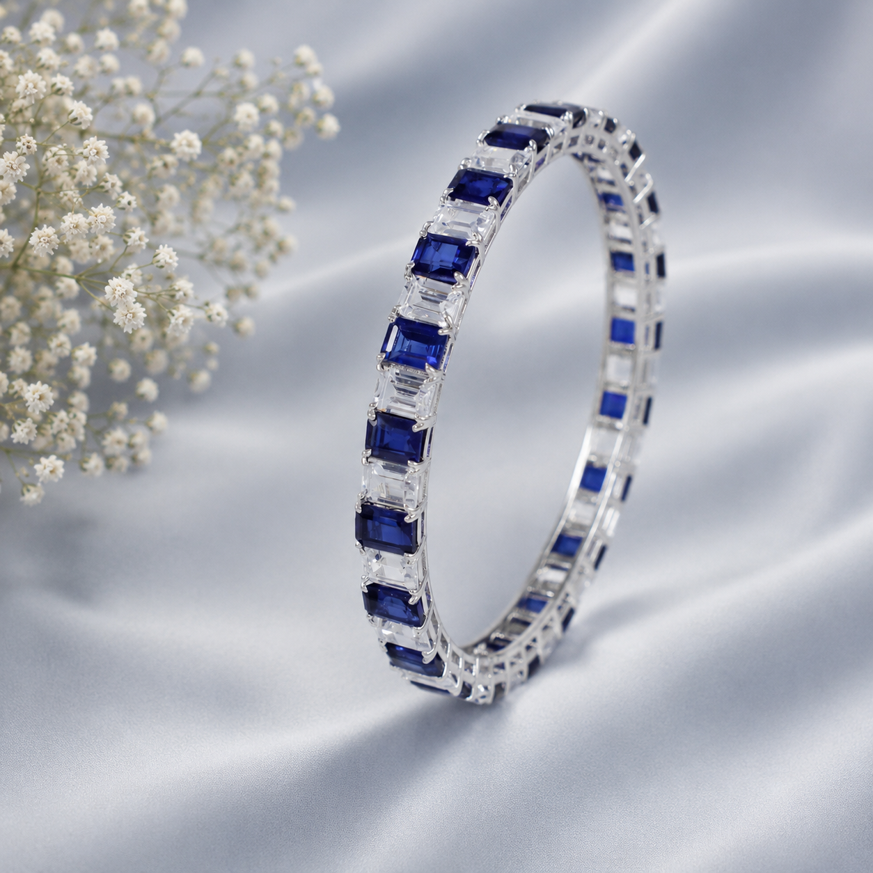 Vedika Regal Blue Silver Bangle