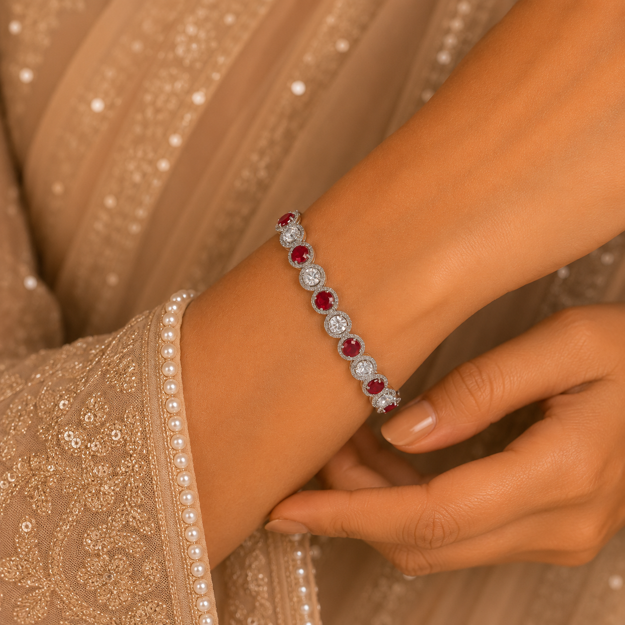 Kiara Ruby Silver Bracelet