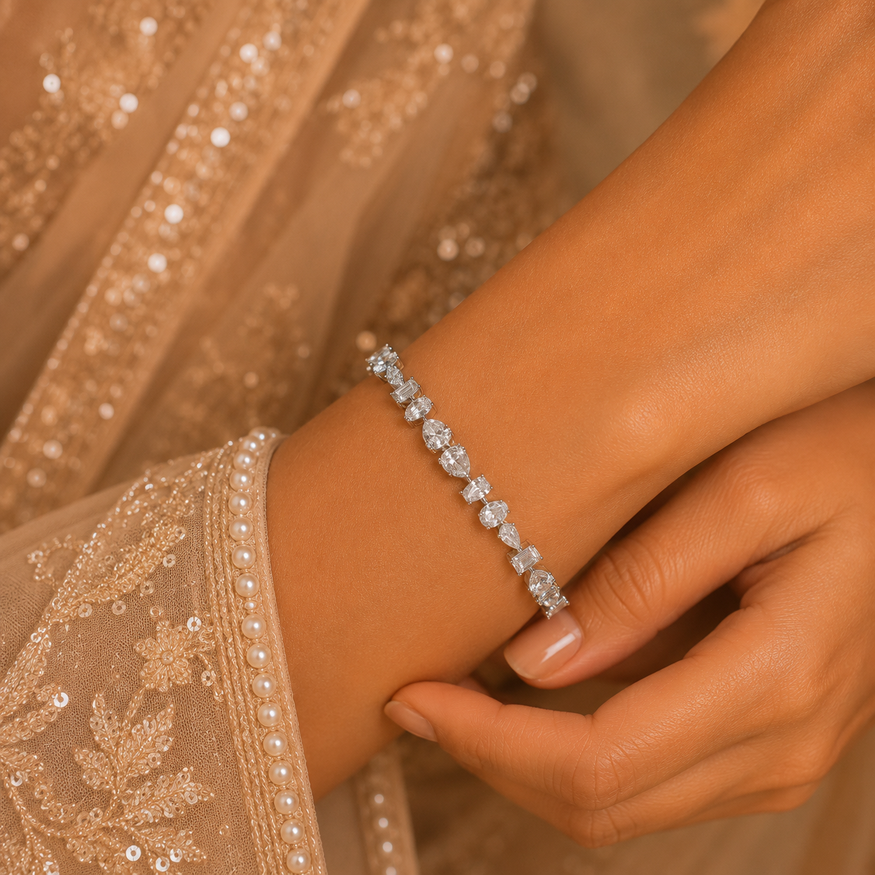 Zara Crystal Silver Bracelet