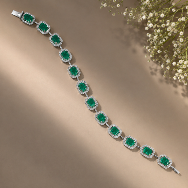 Meher Green Elegance Silver Bracelet