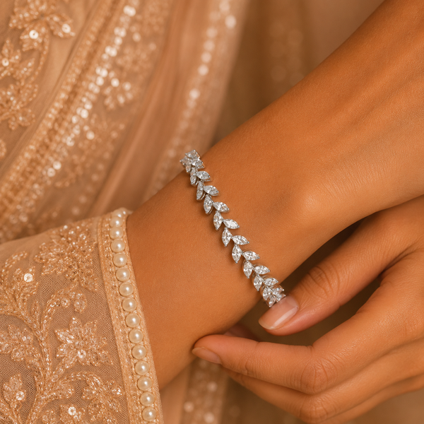 Avika Leaf Grace Silver Bracelet