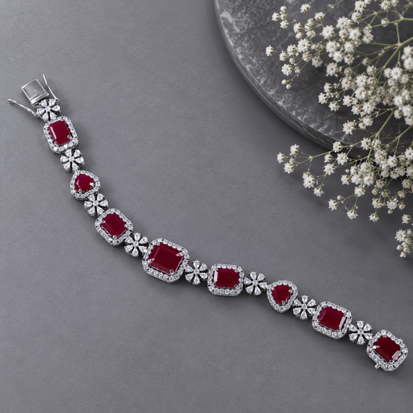 Prisha Ruby Dream Silver Bracelet