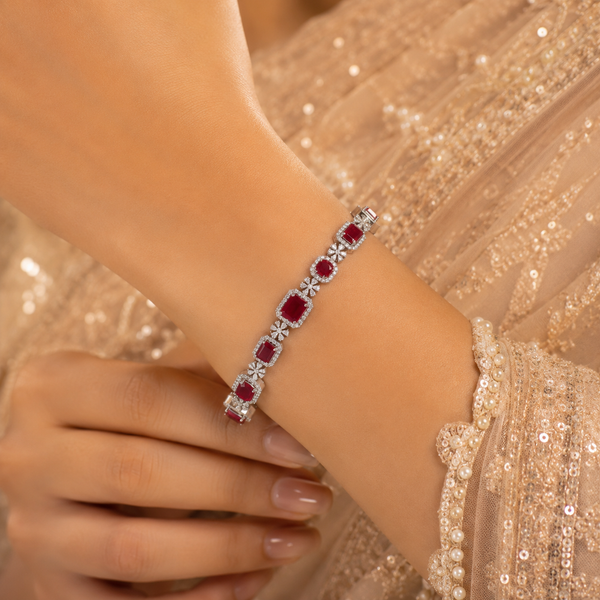 Prisha Ruby Dream Silver Bracelet