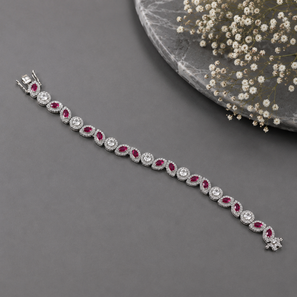 Prisha Ruby Glow Silver Bracelet