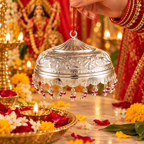 Auspicious Temple Silver Chattar