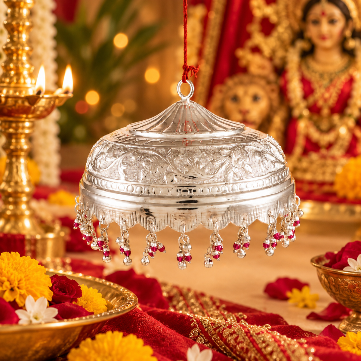 Auspicious Temple Silver Chattar