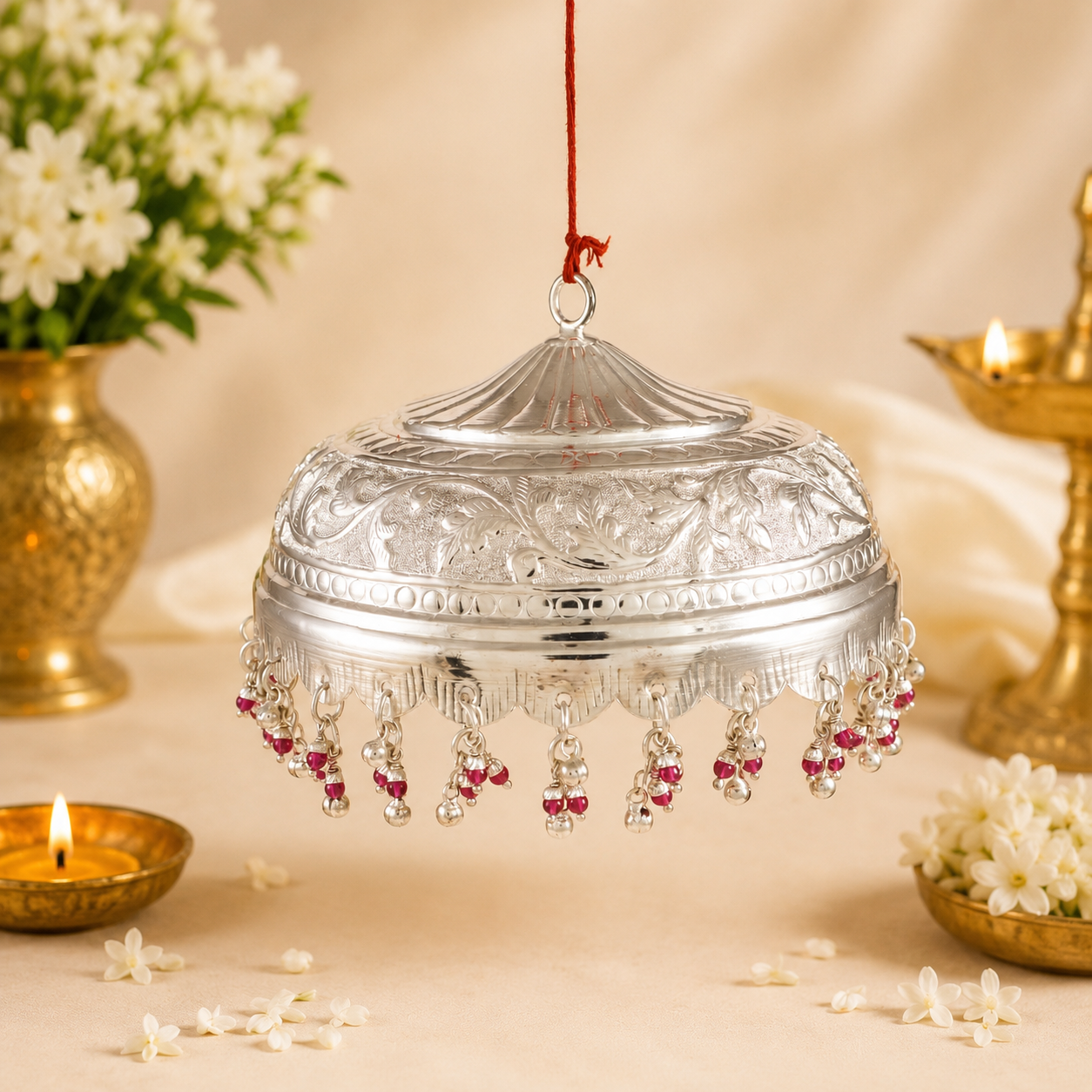 Auspicious Temple Silver Chathar
