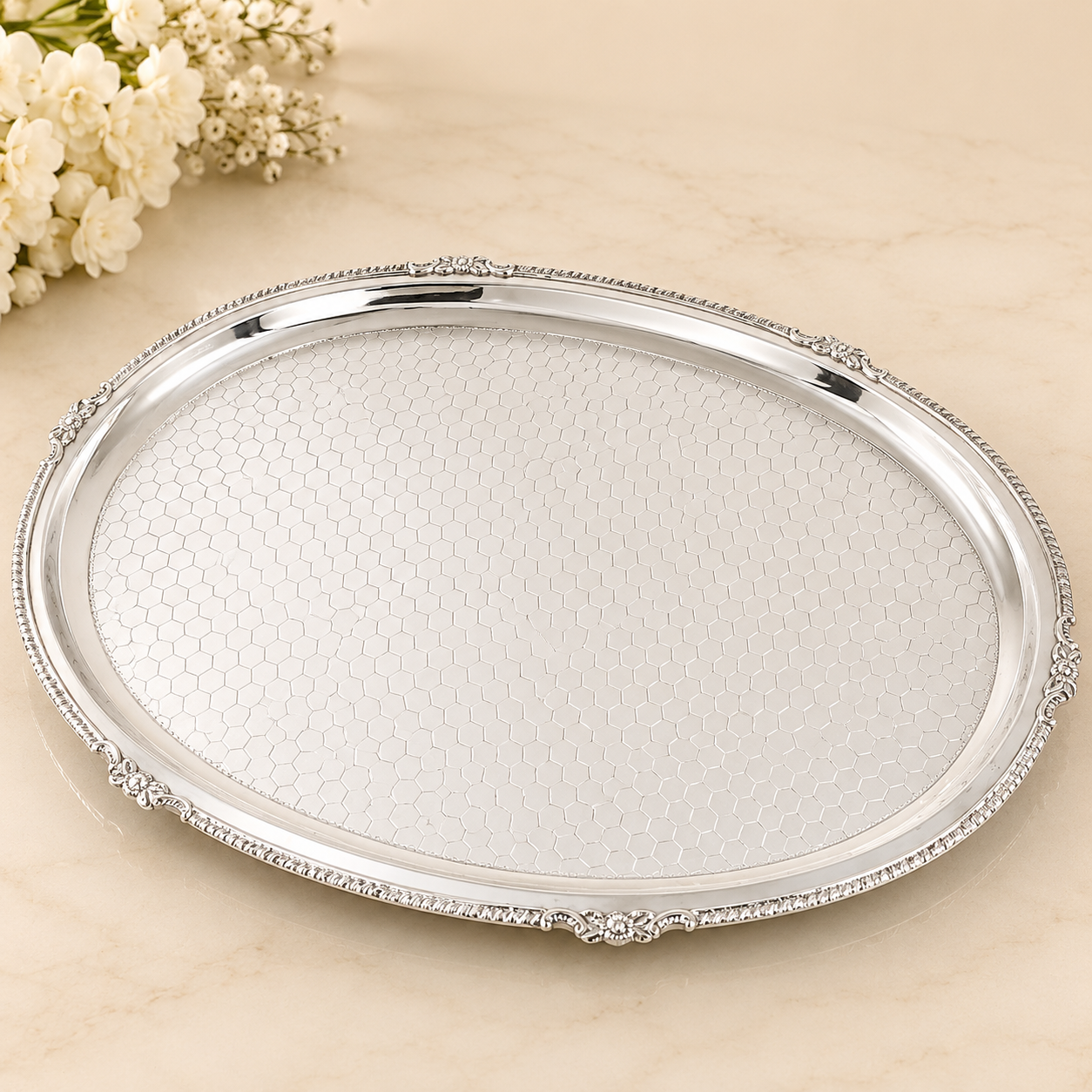 Celestial Silver Serving Tray