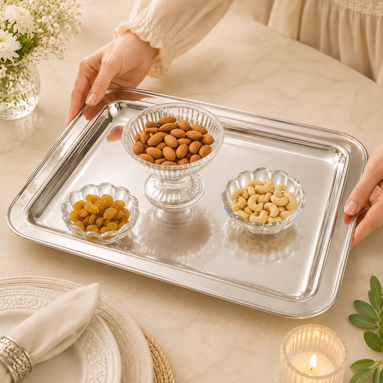 Classic Plain Silver Tray