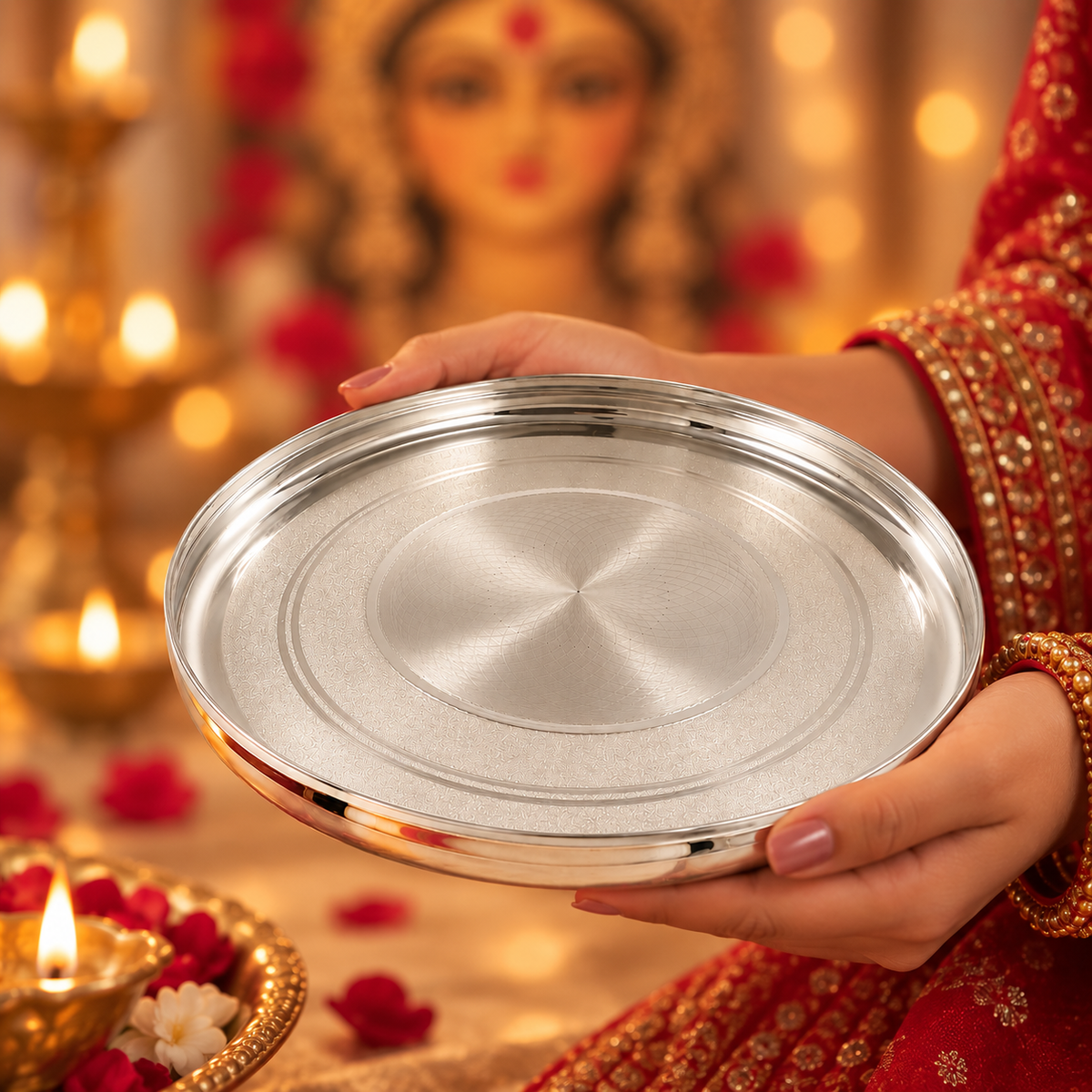 Celestial Aura Silver Thali