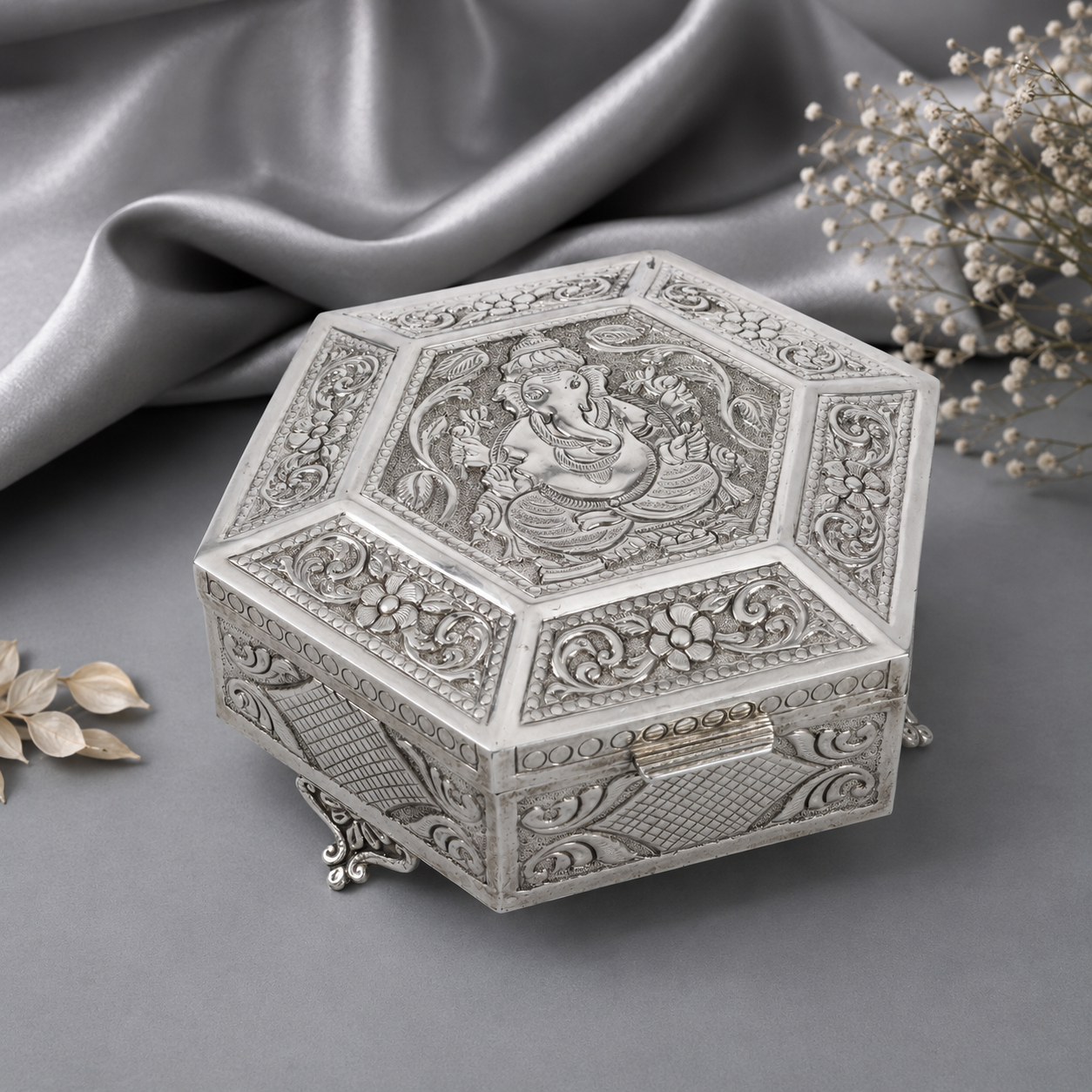 Divine Ganesh Silver Box