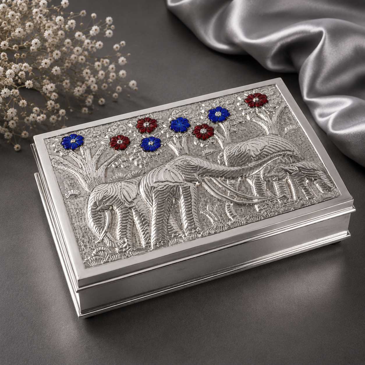 Premium Elephant Silver Box