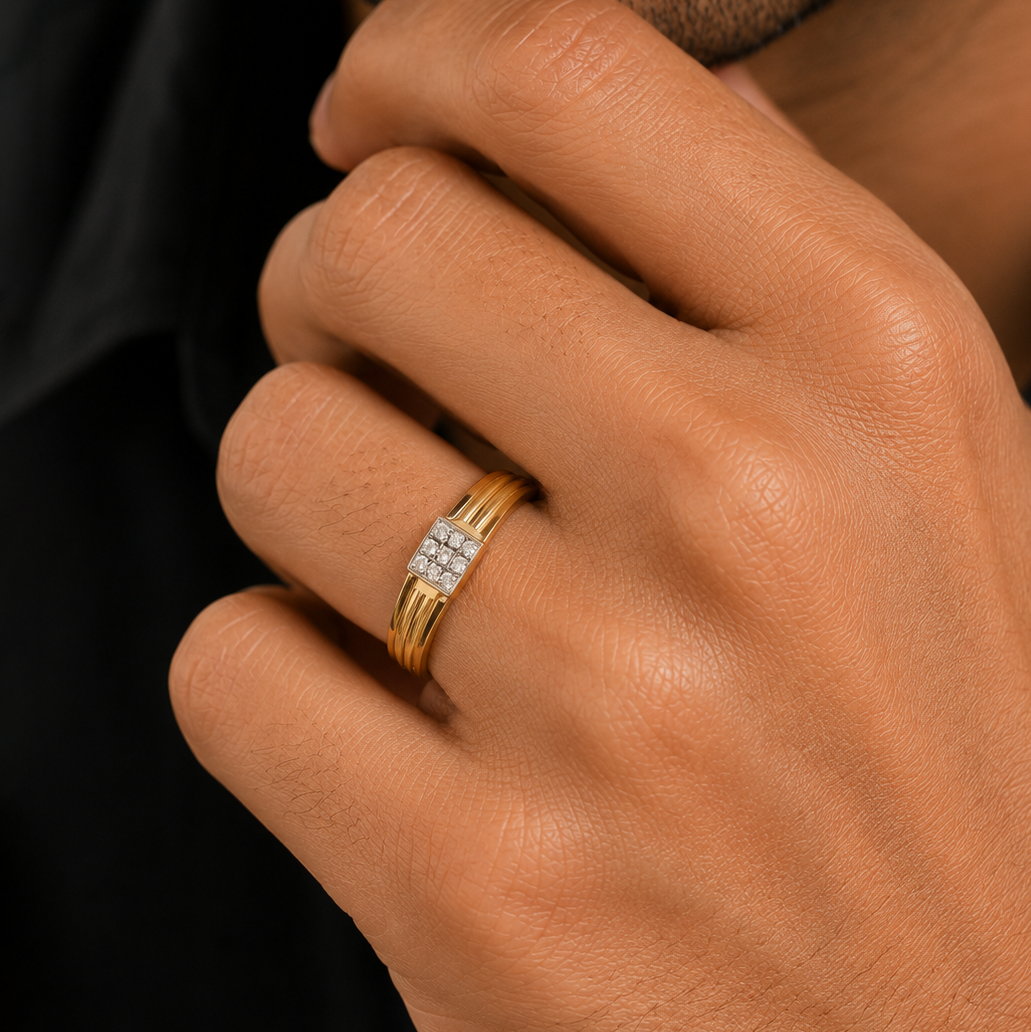Luxe Square Diamond Ring For Him