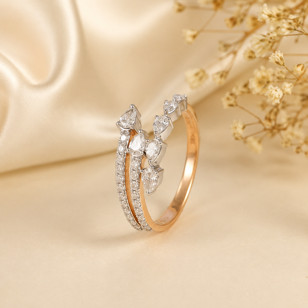 Diya Twin Leaf Vine Diamond Ring