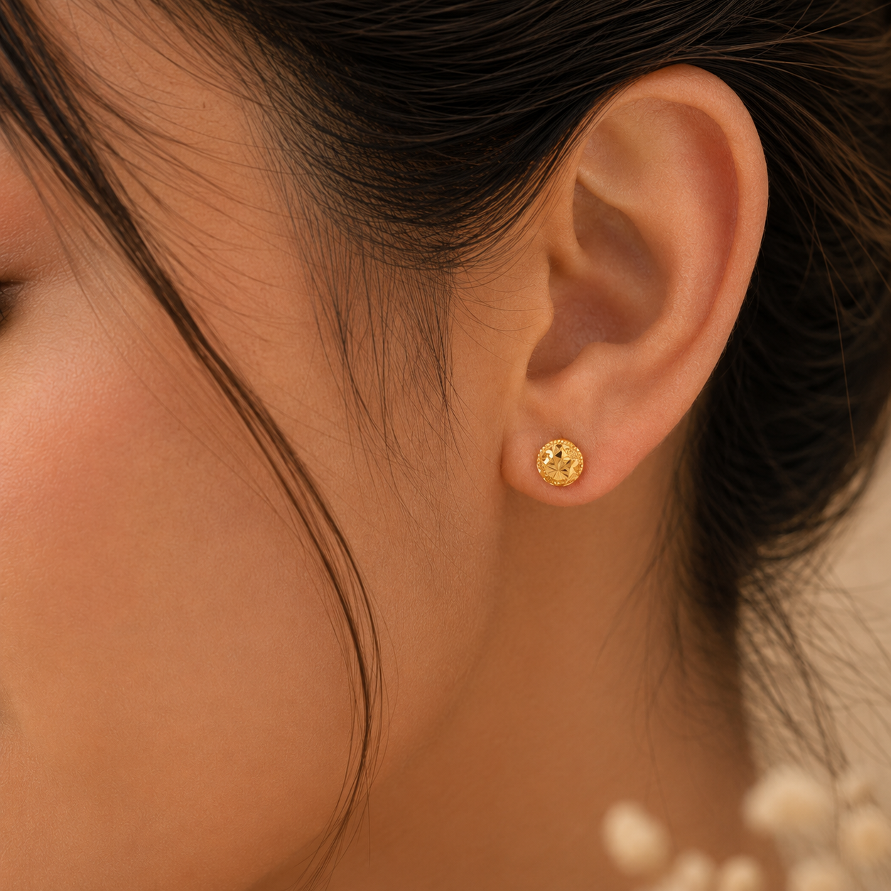 Devina Dazzling Halo Gold Earrings