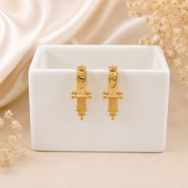 Yamika Imperial Tassel Hoops  Gold Bali